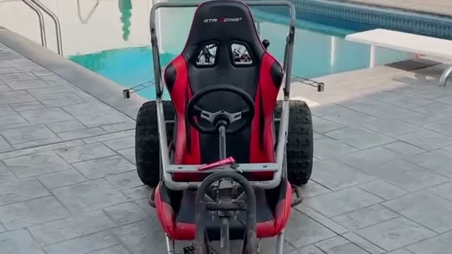 Go-kart chassis, current build stage, poolside